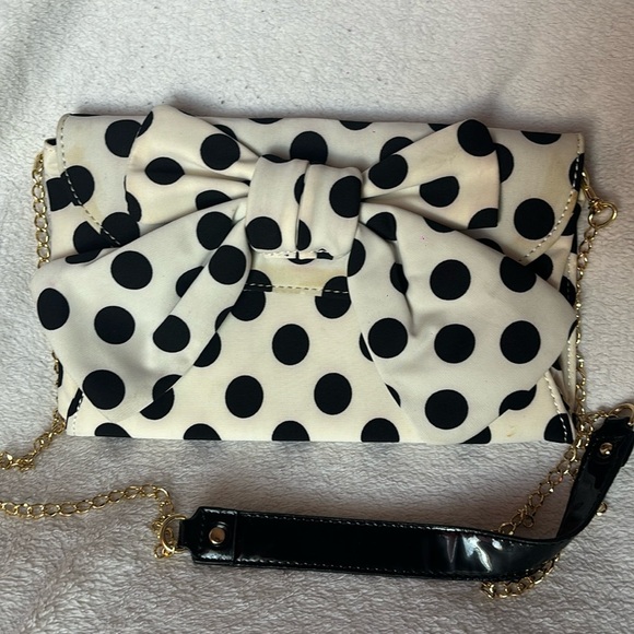 LuLu Guinness Polka Dot Crossbody Bag with bow - Picture 1 of 6